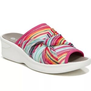 BZEES Womens Pink Anti-Microbial Smile Toe Wedge Slip-On Slide Sandals 8